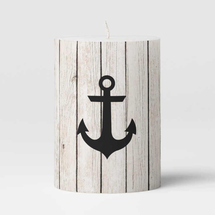 Rustic Nautical Anchor Pillar Candle Zazzle