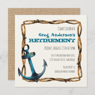 Rustic Nautical Anchor Retirement Invitation