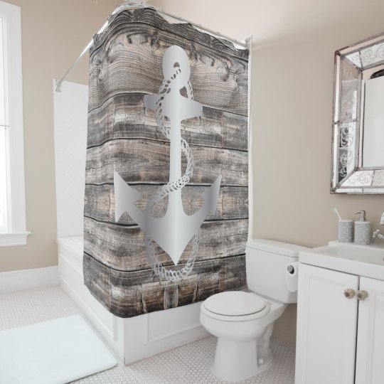 rustic nautical ANCHOR + rope Shower Curtain