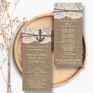 Rustic Nautical Anchor Wedding Program
