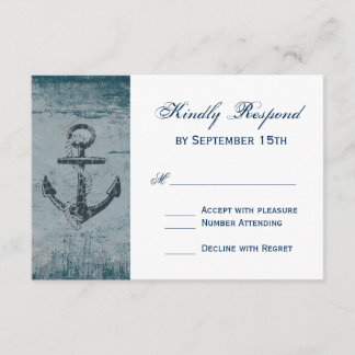 Rustic Nautical Anchor Wedding RSVP Cards