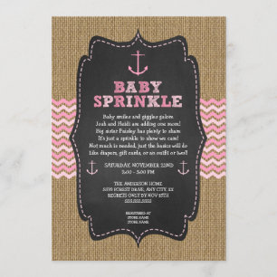 Rustic Nautical baby sprinkle for girl baby shower Invitation