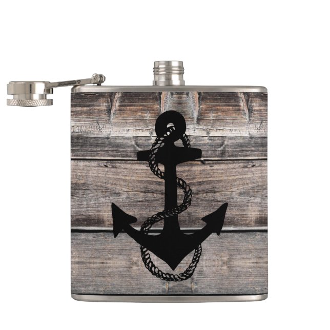 rustic nautical background with ANCHOR | Flask (Opened)
