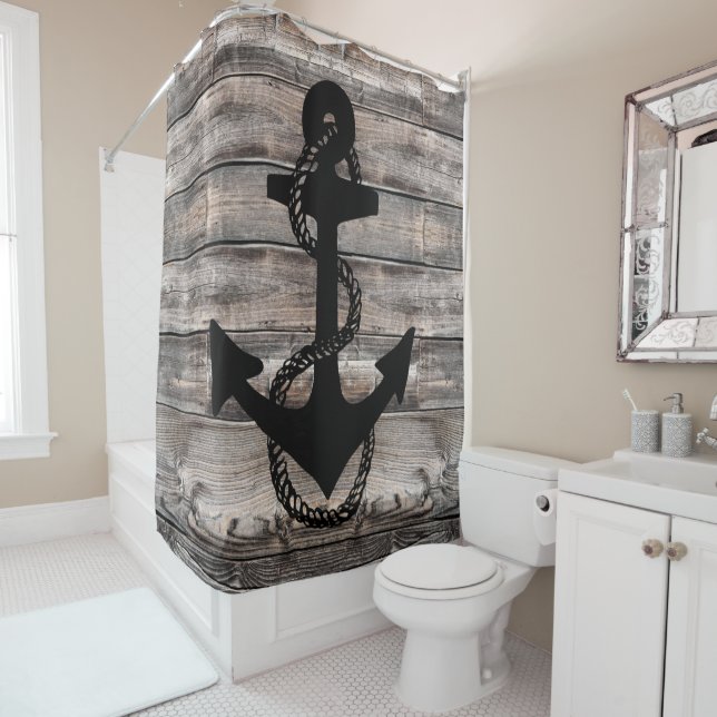 rustic nautical background with ANCHOR | Shower Curtain (In Situ)