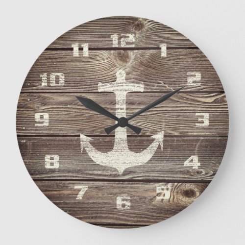 Rustic Nautical Beautiful authentic looking Wood L Large Clock