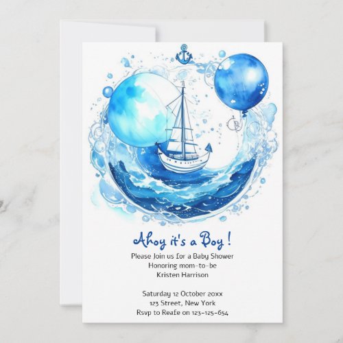 Rustic Nautical Charm Boy Baby Shower Invitation