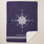 Rustic Nautical Compass Personalized Family Sherpa Blanket at Zazzle