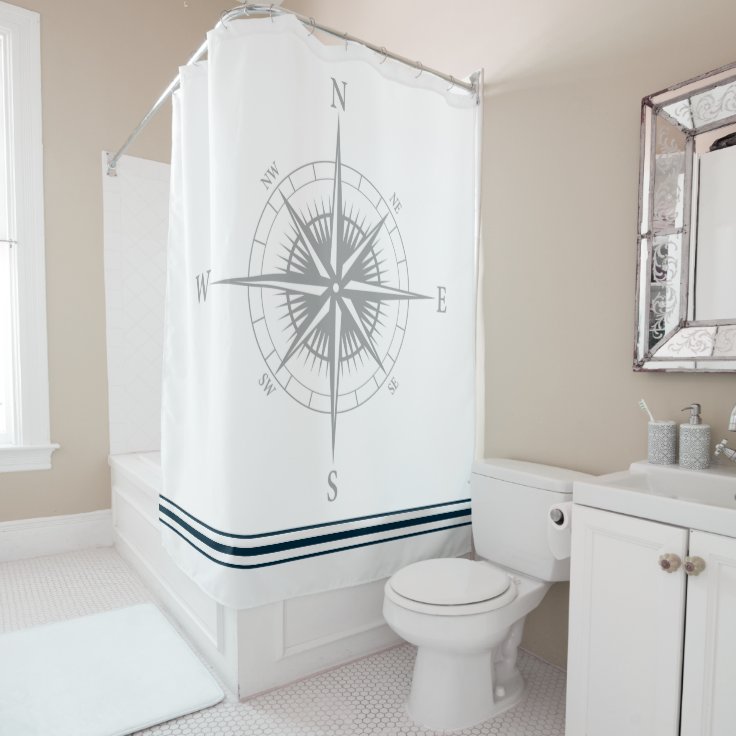 Rustic Nautical Compass Shower Curtain Zazzle