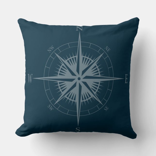 Rustic Nautical Compass Throw Pillow (Front)