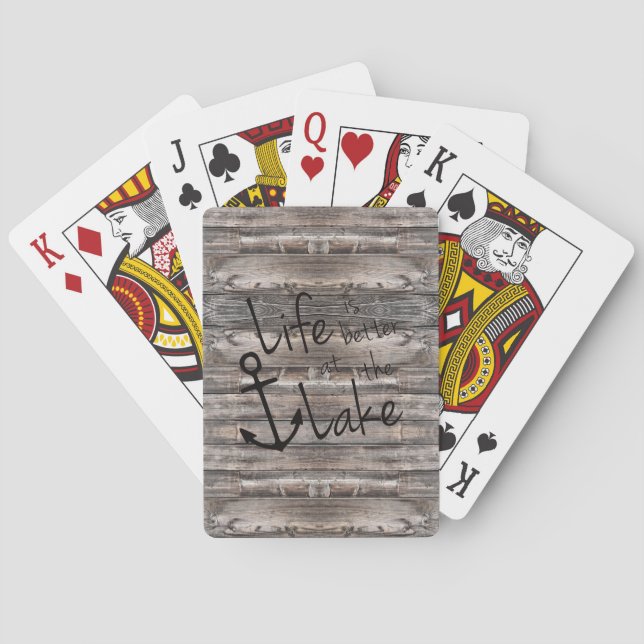 rustic nautical LIFE IS BETTER AT THE LAKE | Poker Cards (Back)