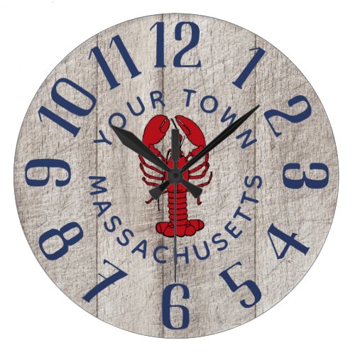 Rustic Nautical Lobster Large Clock