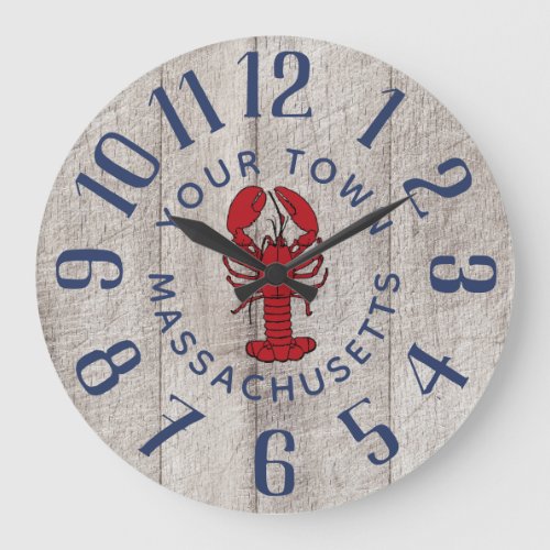 Rustic Nautical Lobster Large Clock