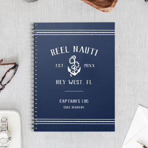 Rustic Nautical Navy Boat Name Captain's Log Notebook