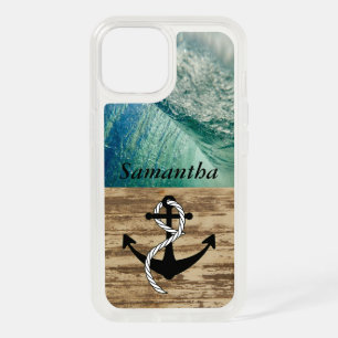 Rustic Nautical Ocean Wave Anchor Sailing Name iPhone 15 Case