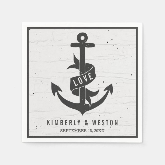 Rustic Nautical Personalized Wedding Napkins (Front)