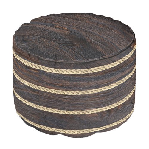 Rustic Nautical Rope Rustic Wood   Pouf