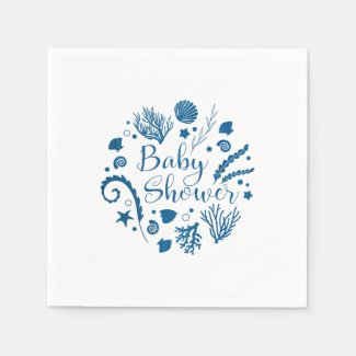 Rustic Nautical Sea Life Baby Shower Napkin