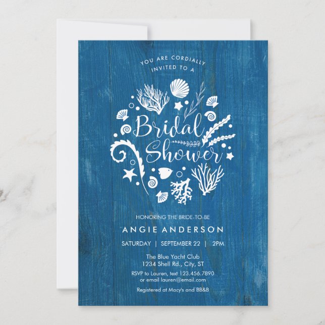 Rustic Nautical Sea Life Bridal Shower Invitation (Front)