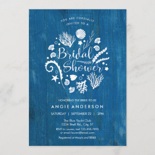 Rustic Nautical Sea Life Bridal Shower Invitation
