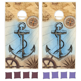 Rustic Nautical Style Anchor Family Beach House Cornhole Set