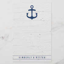 Rustic Nautical Wedding Note Paper / Navy