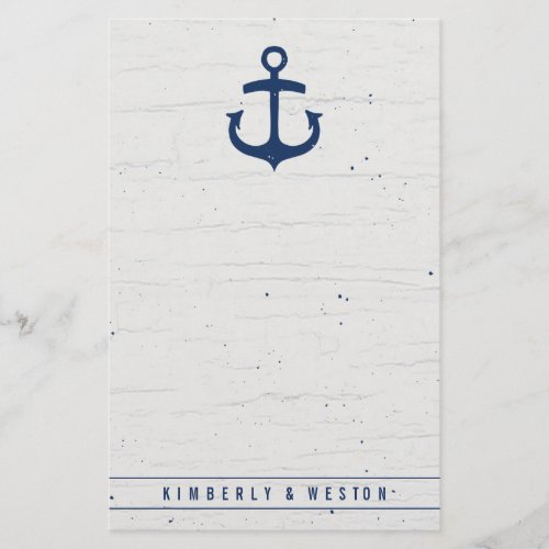 Rustic Nautical Wedding Note Paper  Navy