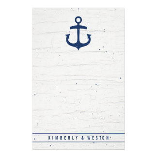 Rustic Nautical Wedding Note Paper / Navy