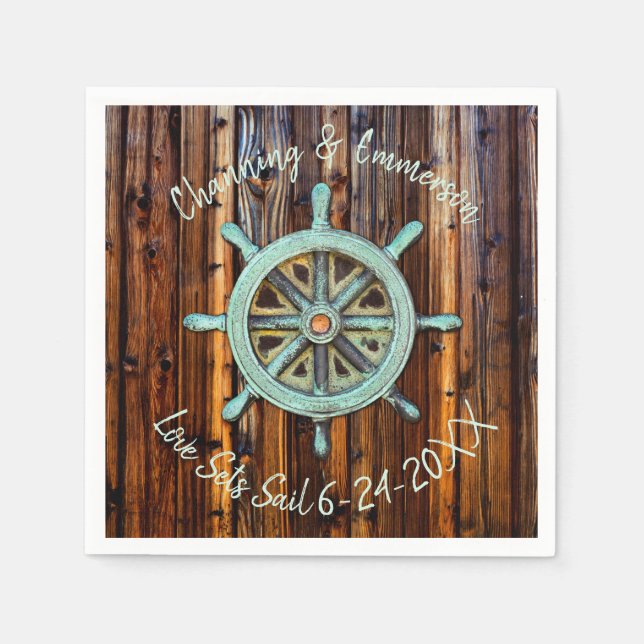 Rustic Nautical Wedding or Engagement Napkins (Front)