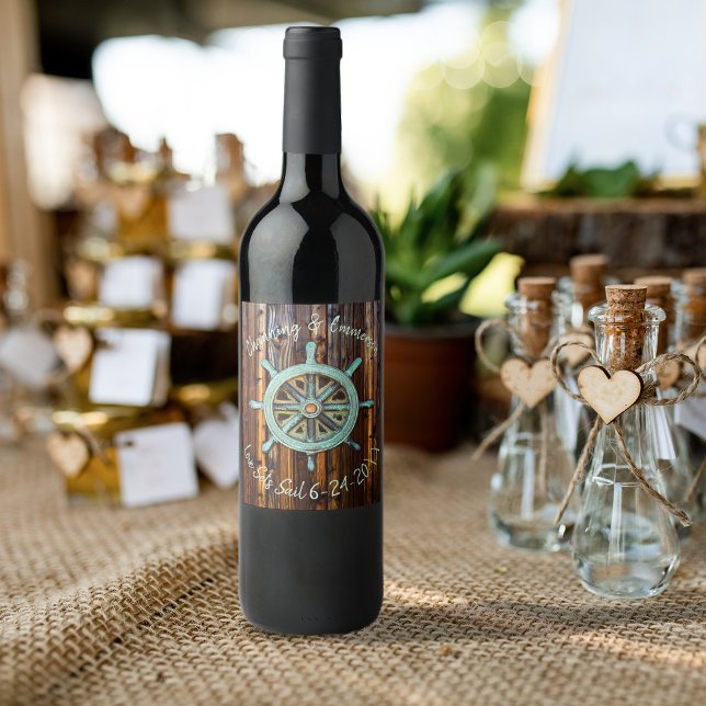 Rustic Nautical Wedding or Engagement Wine Label (Creator Uploaded)