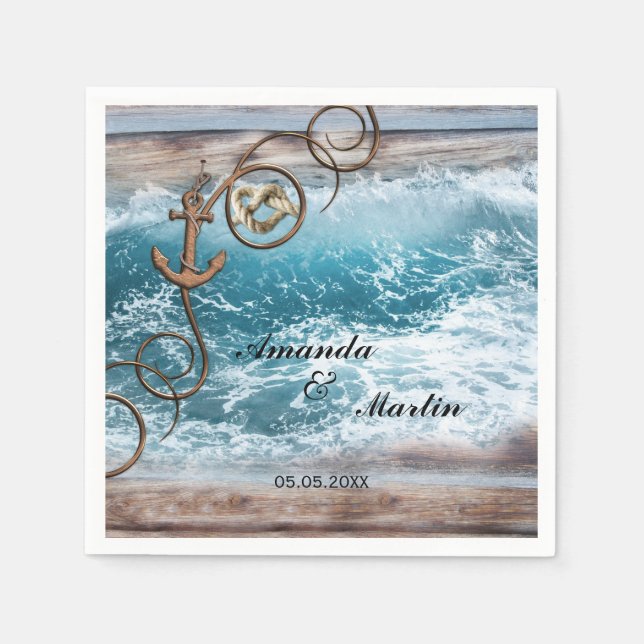 Rustic Nautical Wedding Paper Napkins (Front)