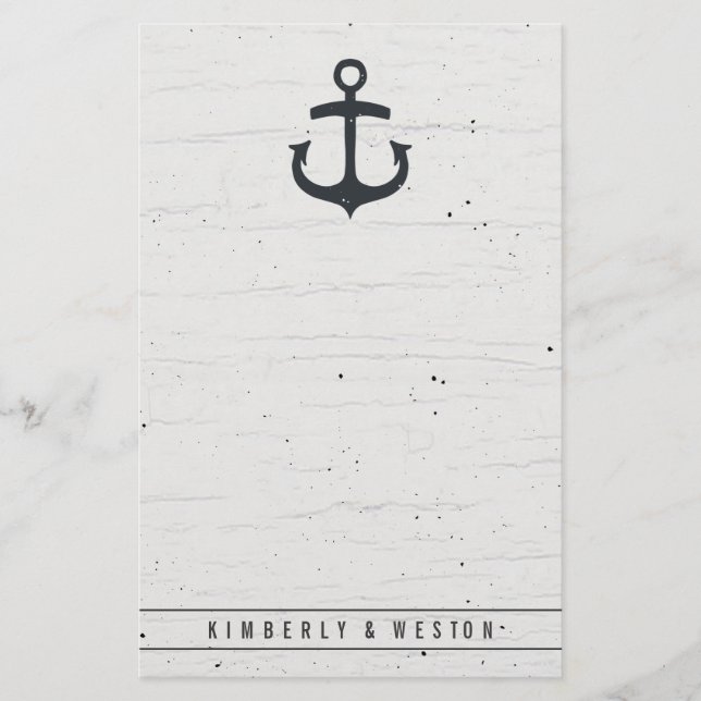 Rustic Nautical Wedding Stationery Note Paper (Front)