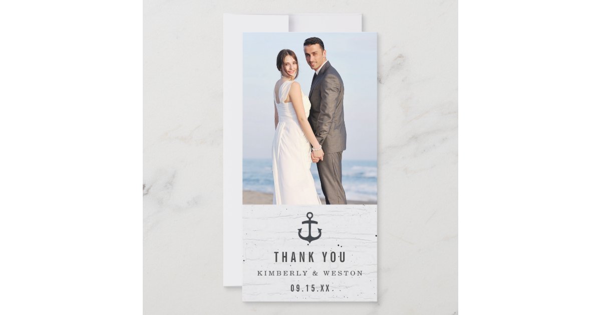 Rustic Nautical Wedding Thank You Photo Card | Zazzle