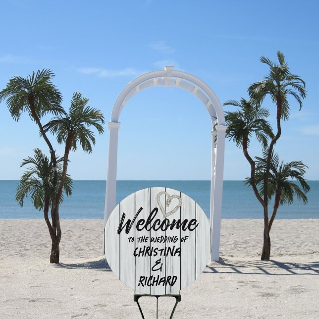 Rustic Nautical Welcome Wedding Round Sign (Creator Uploaded)