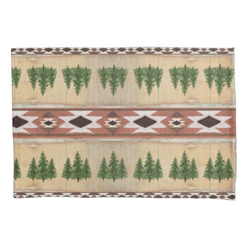 Rustic Navajo Tribal Pattern Western Cabin Wood Pillow Case