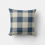Rustic Navy And Beige Buffalo Check Plaid Throw Pillow at Zazzle