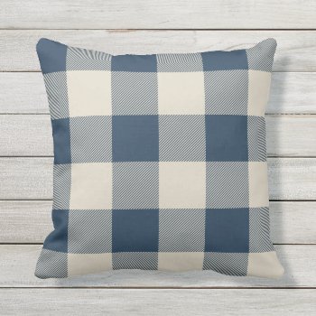 Rustic Navy And Beige Buffalo Check Plaid Throw Pillow by cardeddesigns at Zazzle