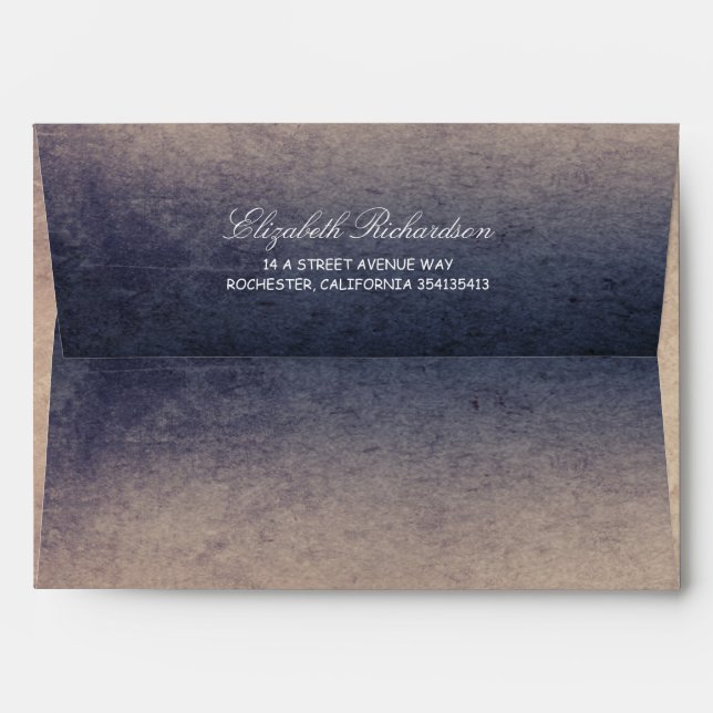 Rustic Navy and Cream Wedding Envelope (Back (Top Flap))