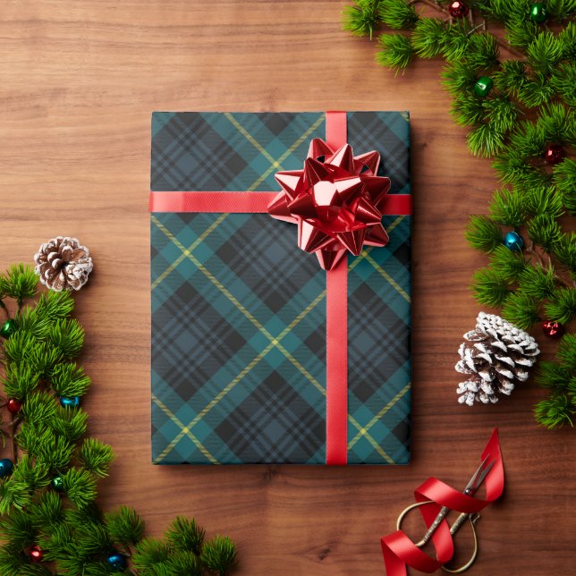 Rustic Navy and Green Black Watch Plaid Holiday Wrapping Paper (Holiday Gift)