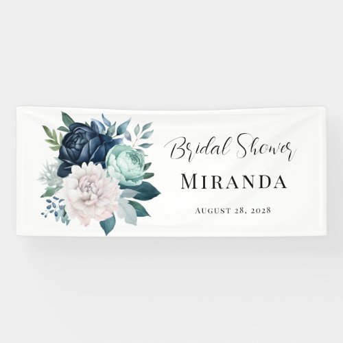 Rustic Navy and Jade Peony Bridal Shower Banner