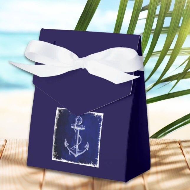 rustic Navy Blue anchor nautical wedding Favor Boxes (rustic Navy Blue anchor nautical wedding Favor Boxes)
