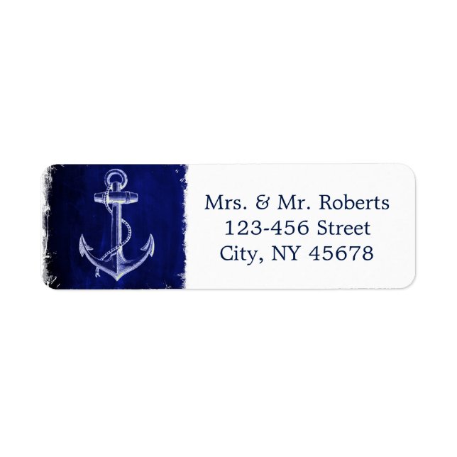 rustic Navy Blue anchor nautical wedding Label (Front)