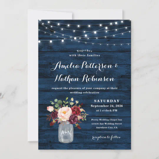 Rustic Blush Floral Wedding Invitation