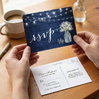 Rustic Navy Blue Baby's Breath String Lights RSVP