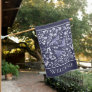 Rustic Navy Blue Bee Floral Farmhouse Cottage House Flag