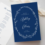 Rustic Navy Blue Boho Wildflower Wreath Wedding Program<br><div class="desc">This lovely wedding ceremony program features a lovely navy blue and white color palette with hand-drawn wildflowers and elegant typography. Together these elements create an rustic yet elegant wedding program that would be perfect for a romantic wedding any time of the year. This design coordinates with our Rustic Wildflowers wedding...</div>