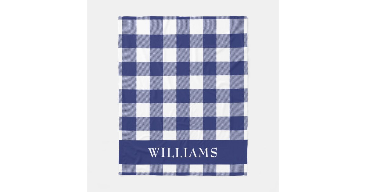 Rustic Navy Blue Buffalo Check Pattern Fleece Blanket Zazzle