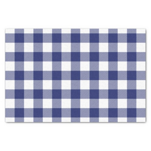 Rustic Navy Blue Buffalo Check Pattern Tissue Paper