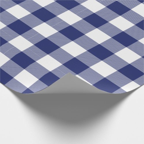 Rustic Navy Blue Buffalo Check Pattern Wrapping Paper