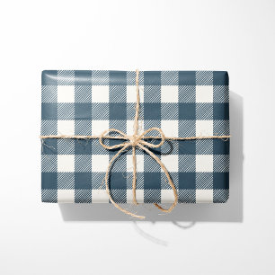 Rustic Navy Blue Buffalo Plaid Wrapping Paper