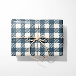 Rustic Navy Blue Buffalo Plaid Wrapping Paper